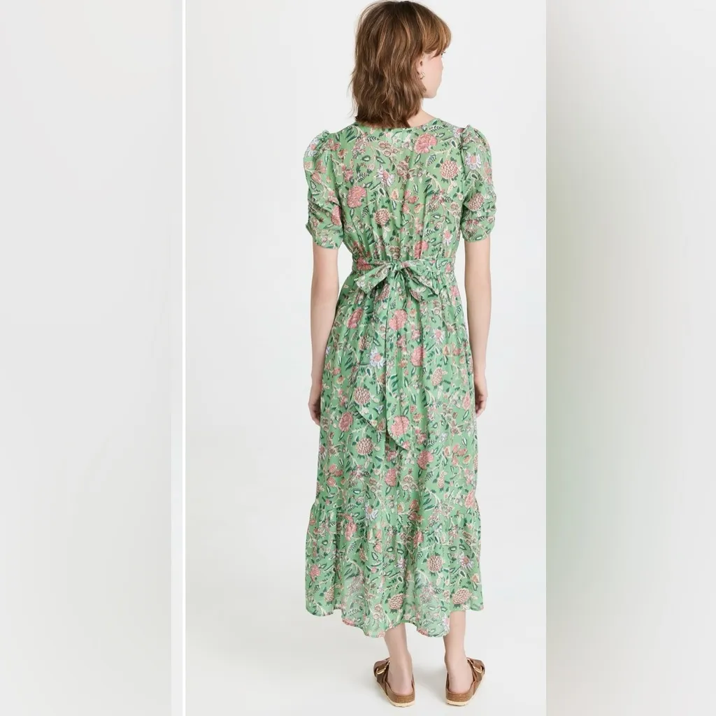 Xirena Camelia Dress Green Jade Midi Boho Peasant Floral Size Small - Image 3