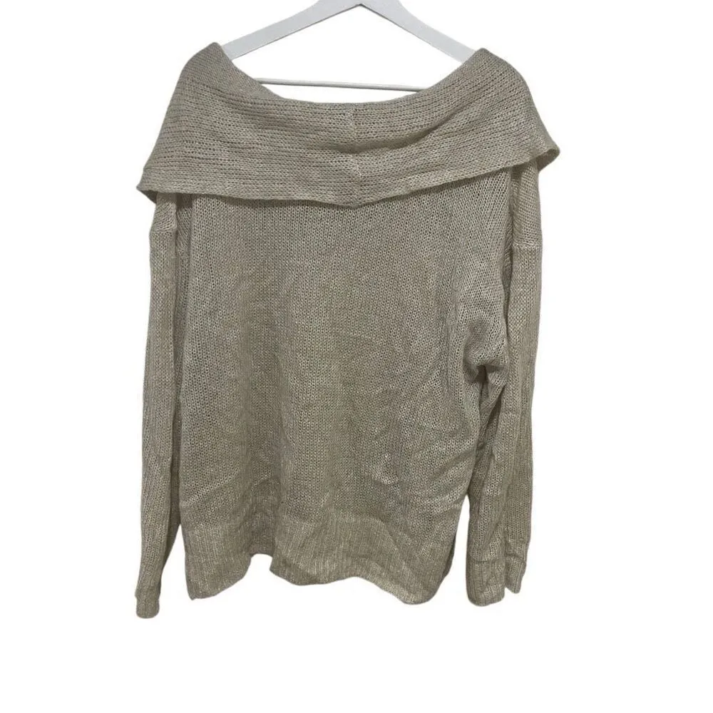 Lane Bryant plus size 22/24 long sleeve cowl neck light weight sweater cream oat - Image 5