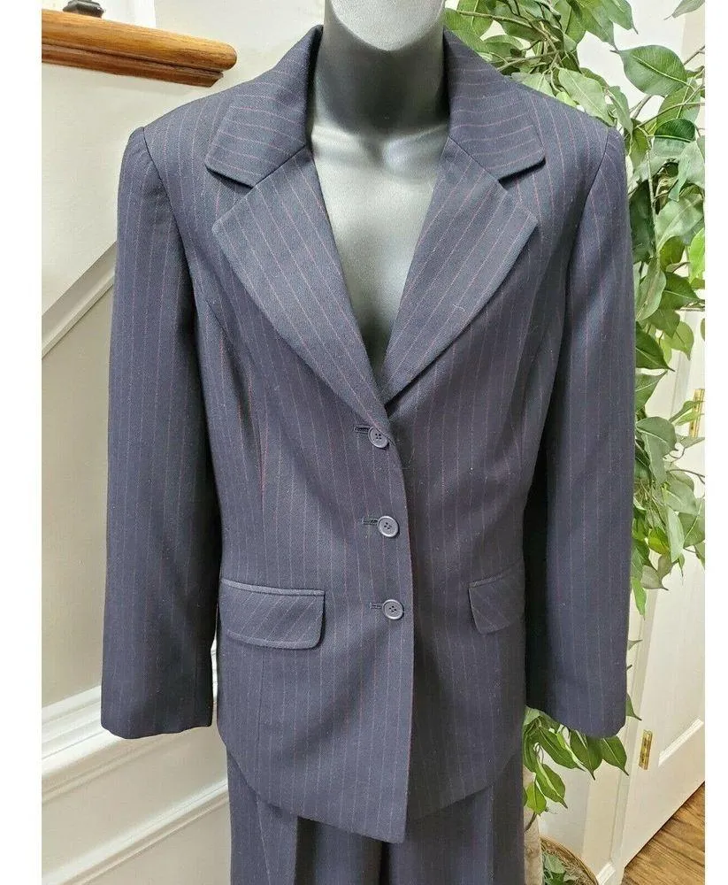 Evan Picone Women Black Lined Polyester Long Sleeve Blazer & Pant 2Piece Suit 10 - Image 5