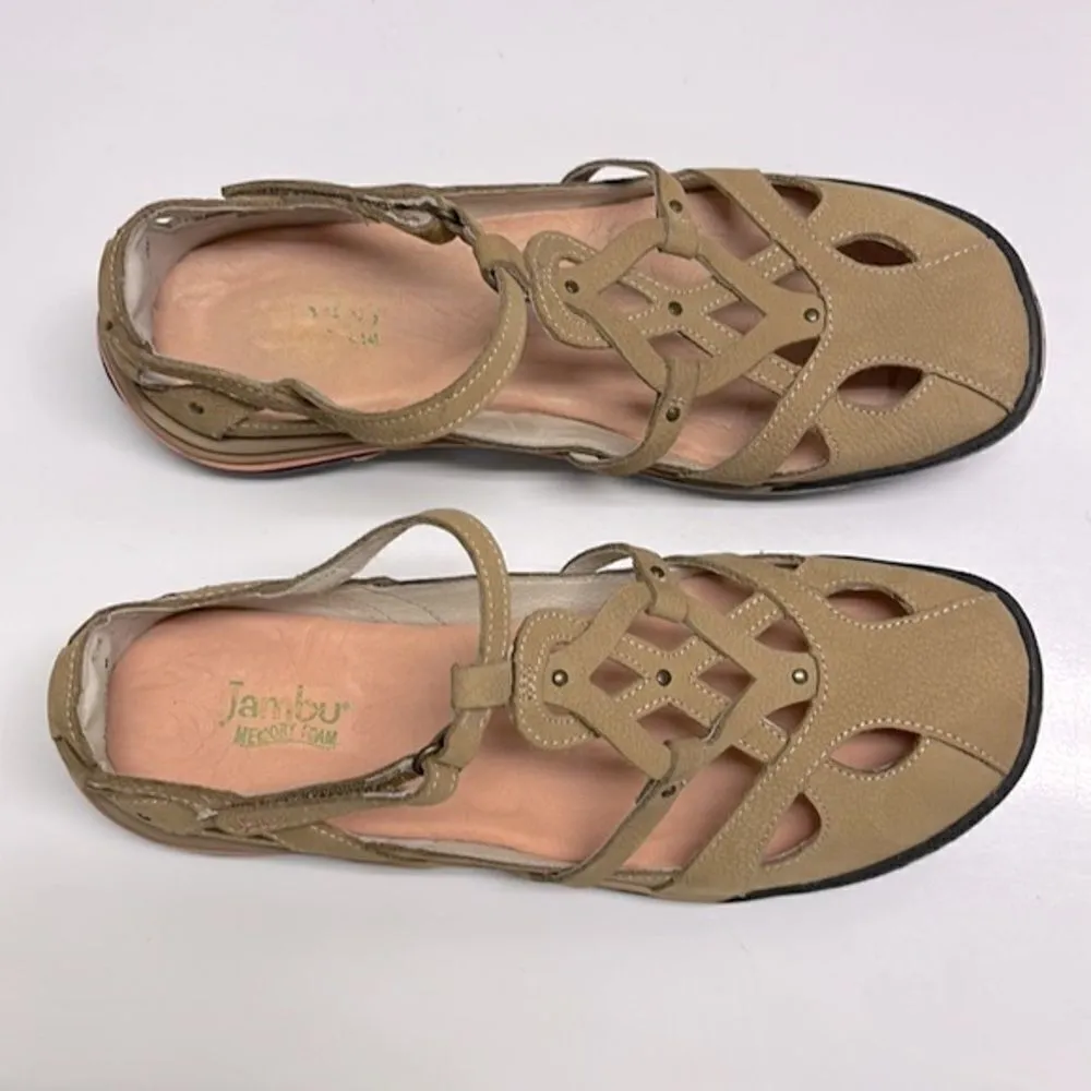 Jambu Women’s Closed Toe Terrain Sandals 8M Taupe Brown Pink Hook & Loop Straps - Image 2