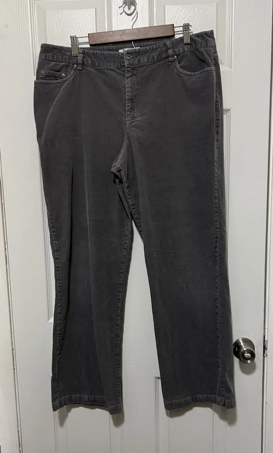 Christopher Banks Women’s Grey Bootcut Corduroy Jeans Cream Size 16 EUC 36x30 - Image 1