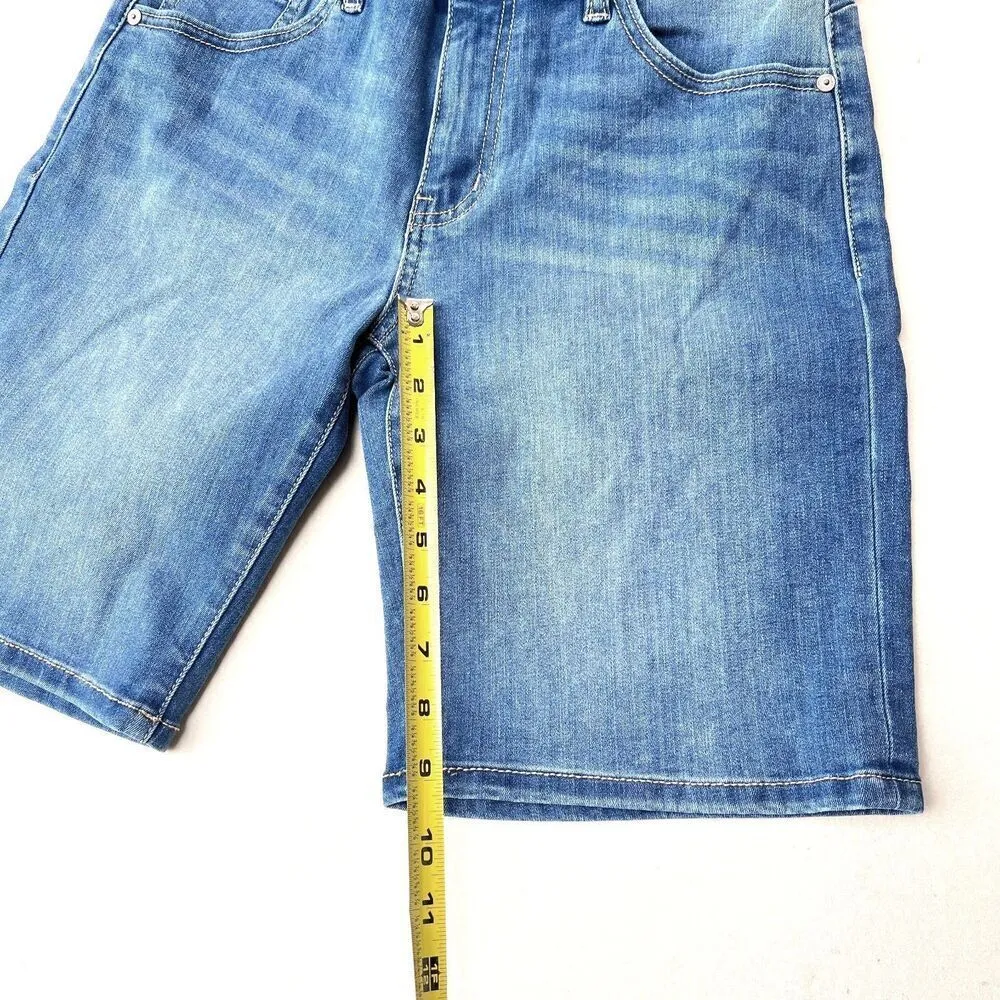 Kancan womens short blue denim high rise jean casual classic size L. Size L - Image 8