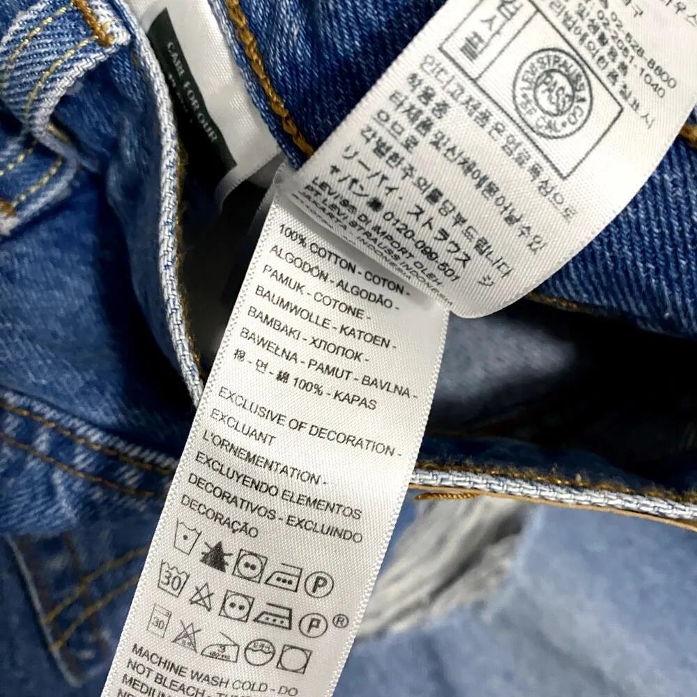 NEW Levi's Women's 501 Original Fit Medium Wash Distressed Straight Jeans 25 - Image 6