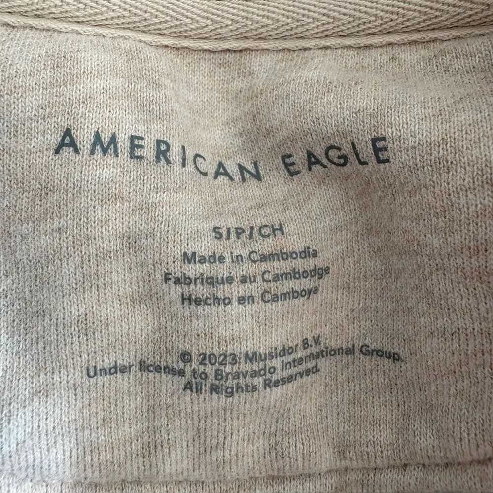 American Eagle oversized logo sweatshirt Rolling Stones size small nwot oatmeal - Image 9