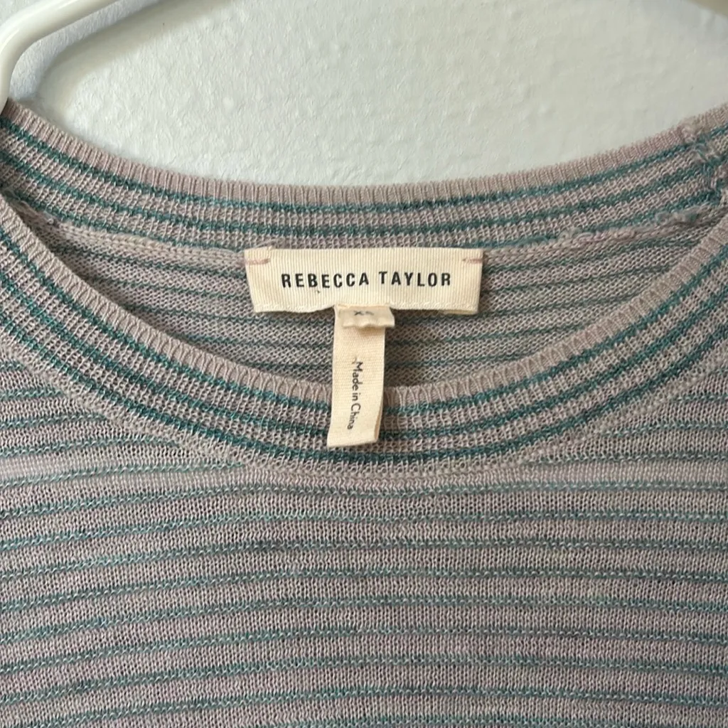 Rebecca Taylor del Ruffle sleeve Crew Neck stripe Sweater wool alpaca size XS - Image 4