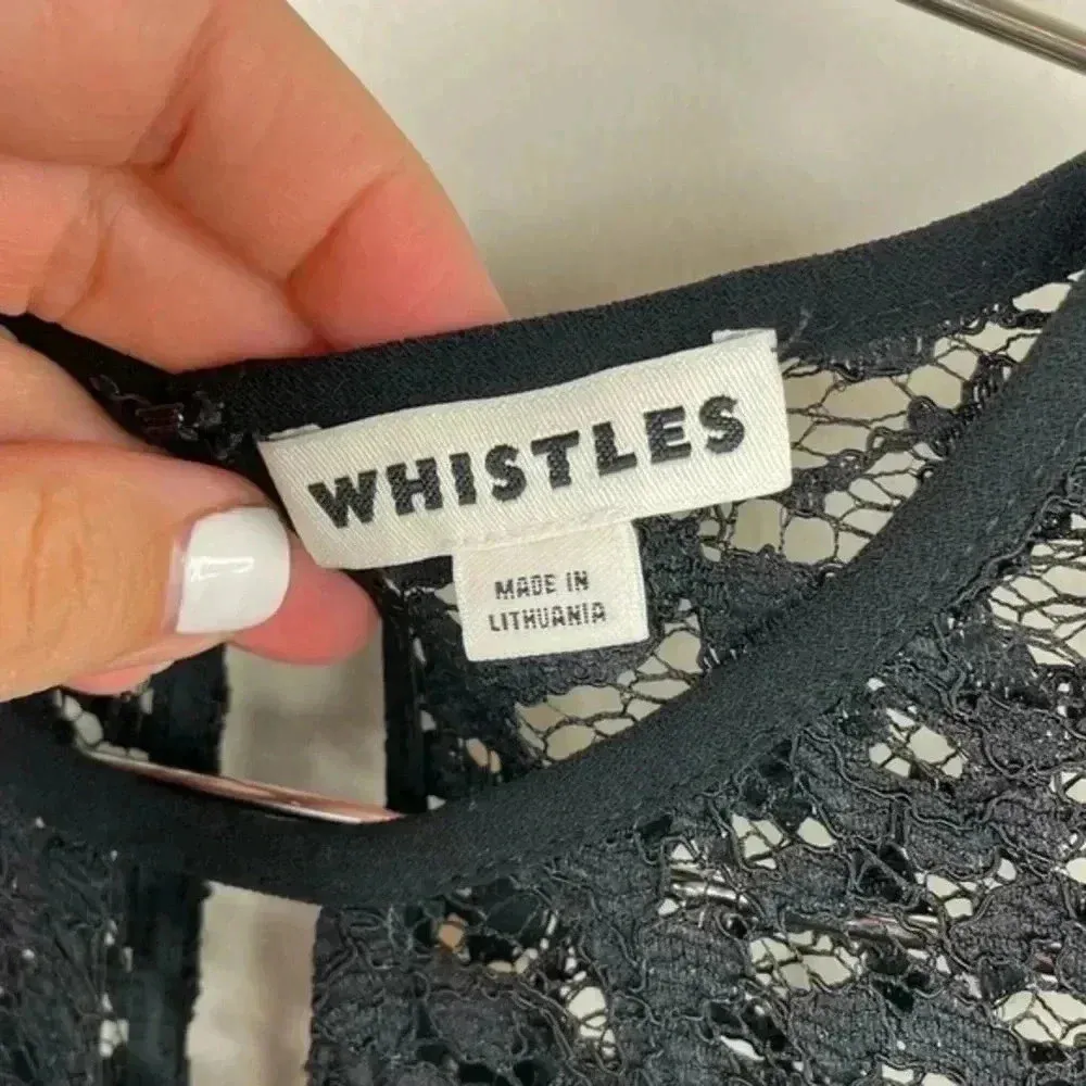 Whistles Black Leila‎ Lace Insert Shell Short Sleeve Blouse Size 6 - Image 6