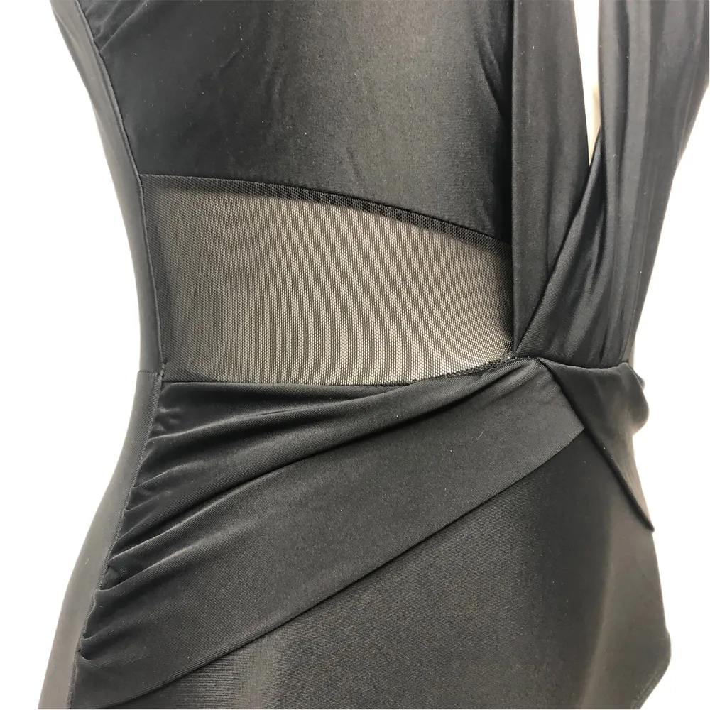 Black Mesh Insert Plunging Swimsuit - Size 6 - Image 6