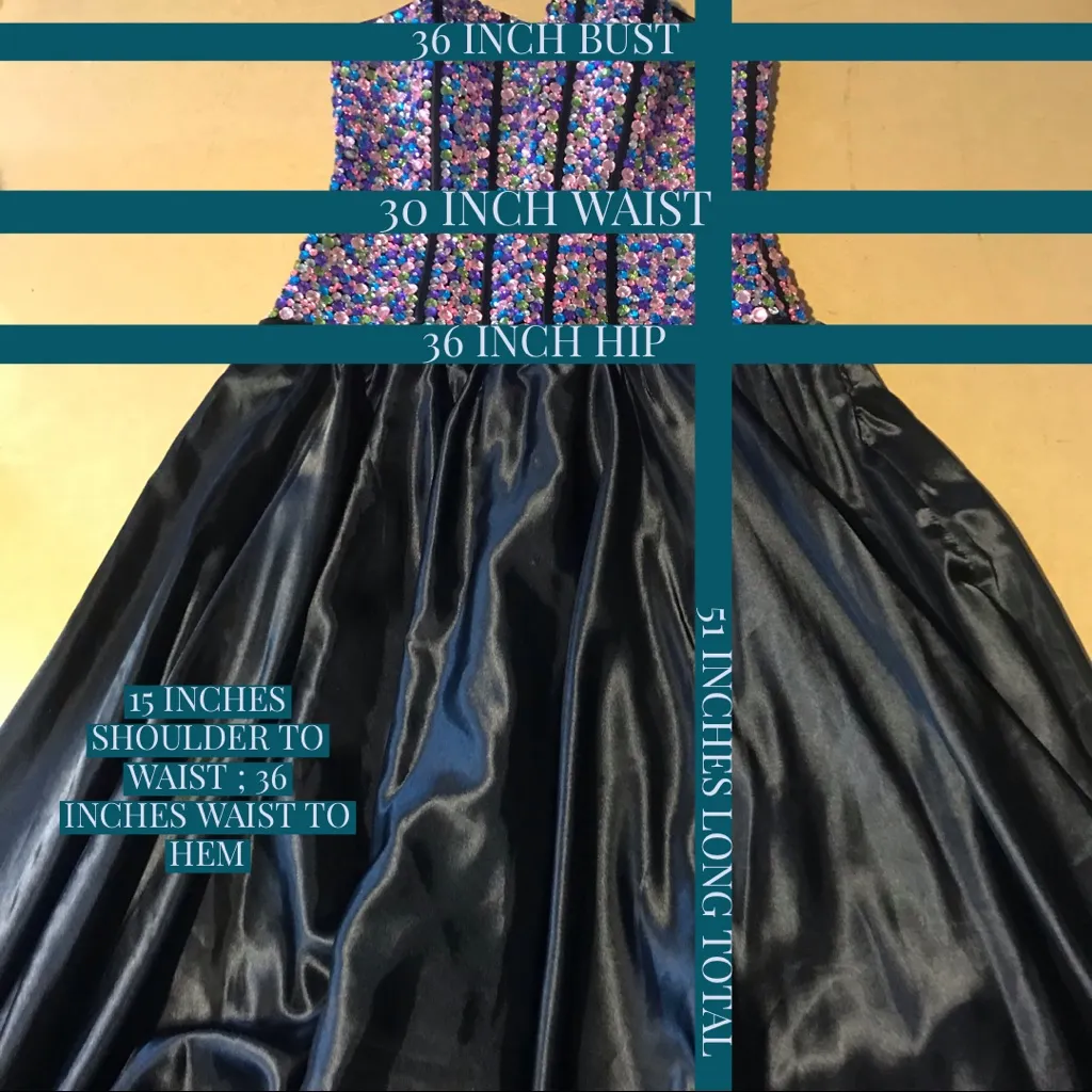 TIFFANY DESIGNS MULTI-COLOR BEADED STRAPLESS DRESS WITH BLACK SATIN SKIRT (8) - Image 12