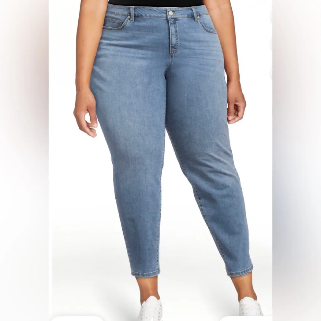 TERRA & SKY Womens Jeans Size 22W Petite High Rise Skinny Jeans Distressed New - Image 3