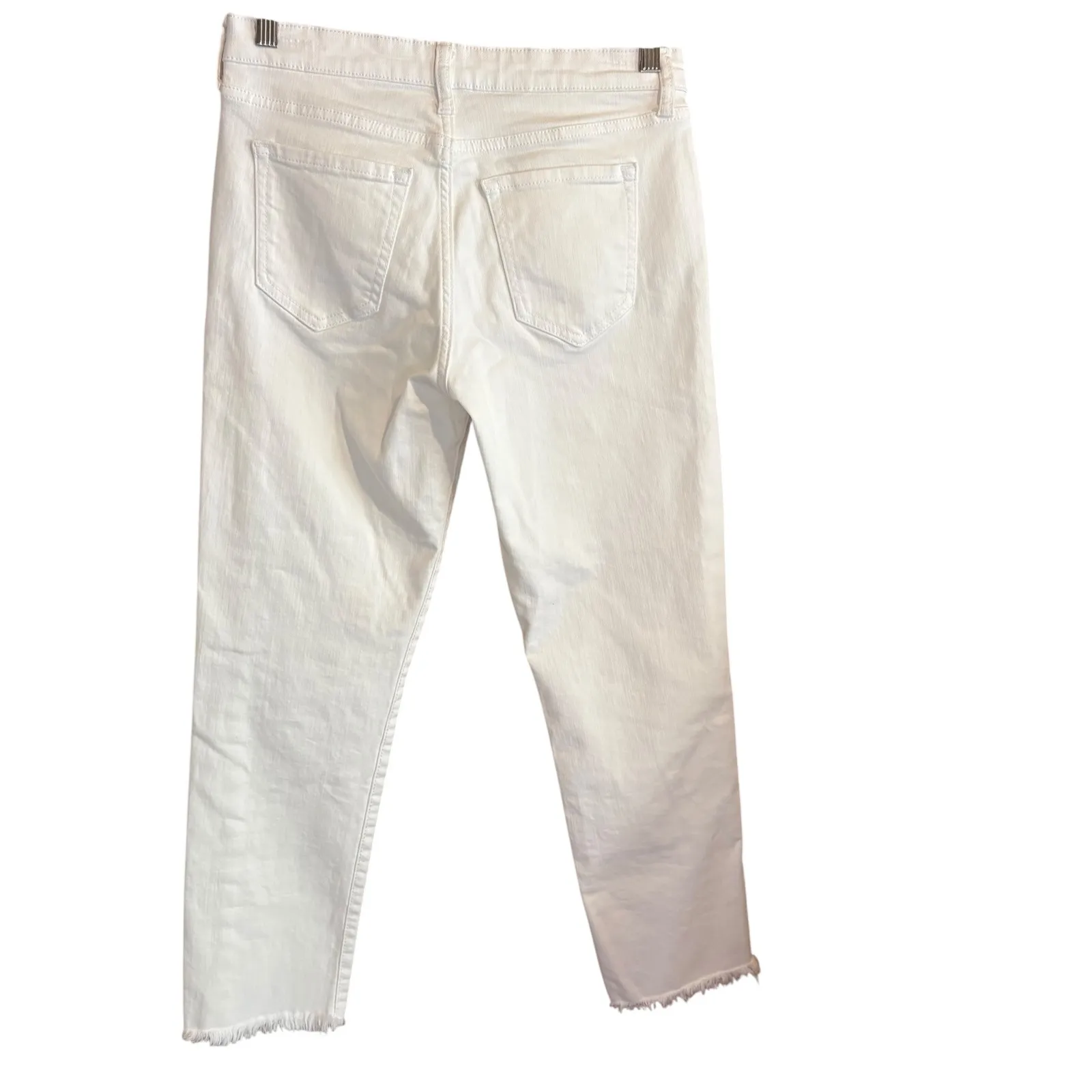 Gap Denim White Raw‎ Hem Cropped Straight Leg Jeans Womens Size 28 Regular - Image 2