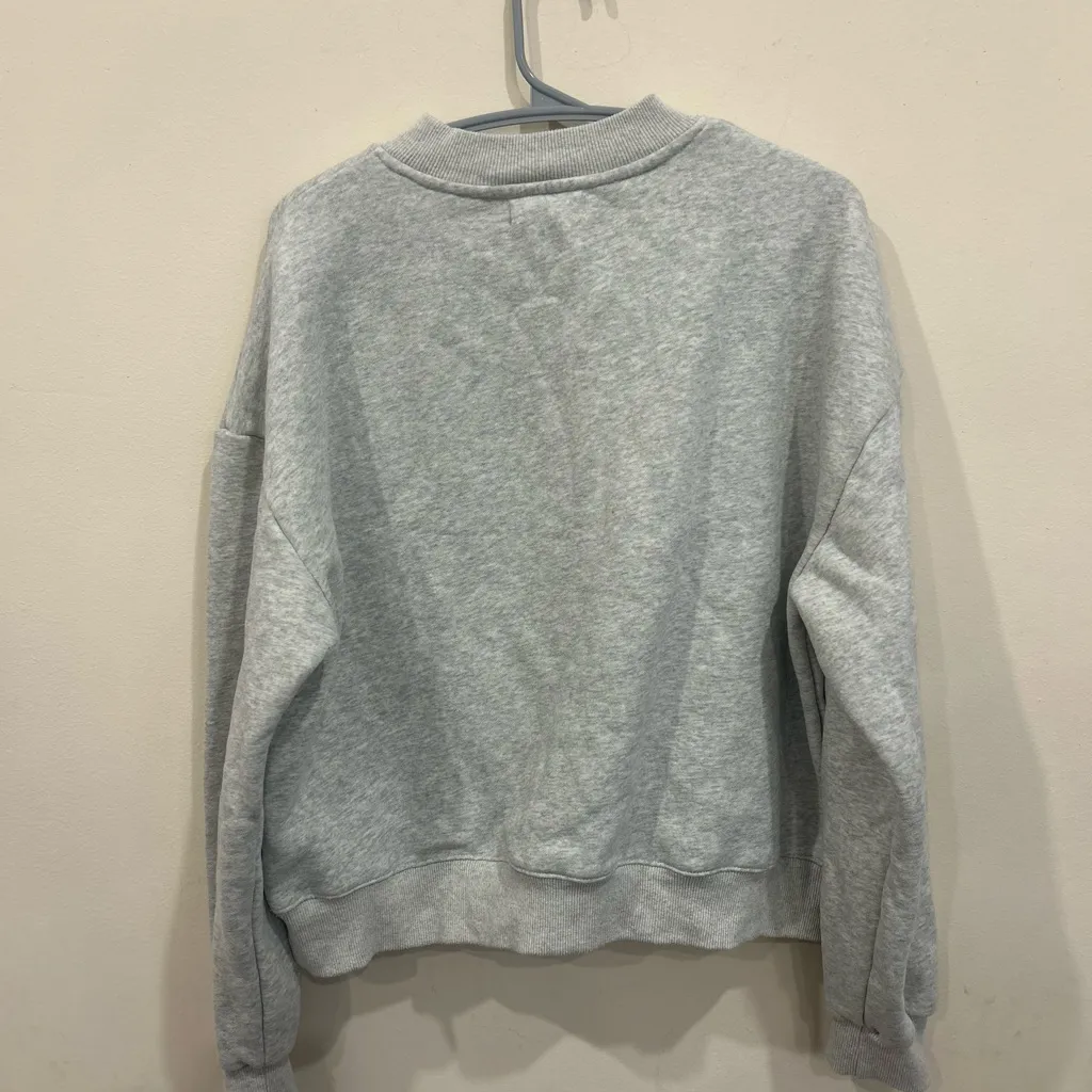 Parke Grey Embossed P Mock Neck Sweatshirt Gray Size M - Image 5