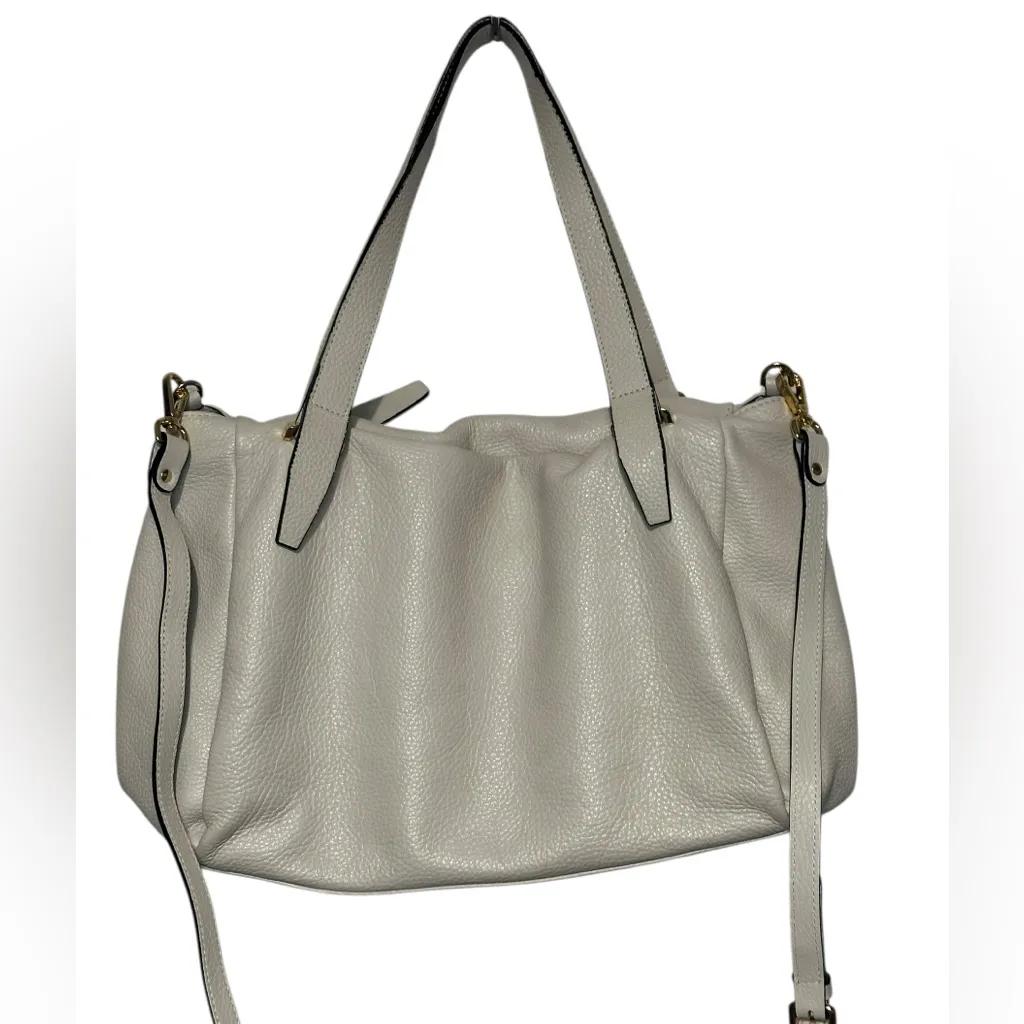 Gianni Chiarini Cream Pebbled Leather Tote Shoulder Crossbody Bag Zip Top Tan - Image 4