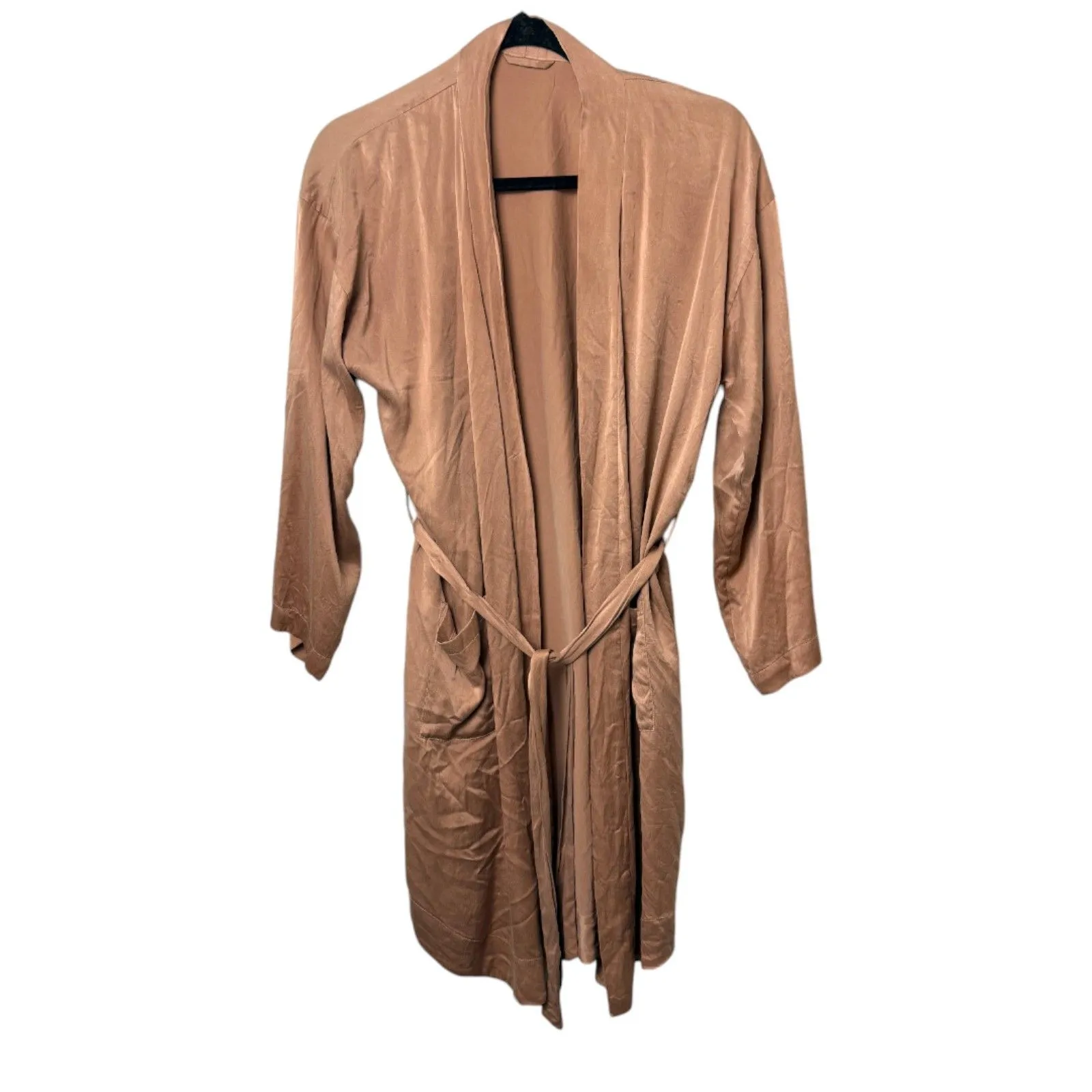 Quince Washable Mulberry Silk Robe Toasted Almond Taupe Size Small - Image 5