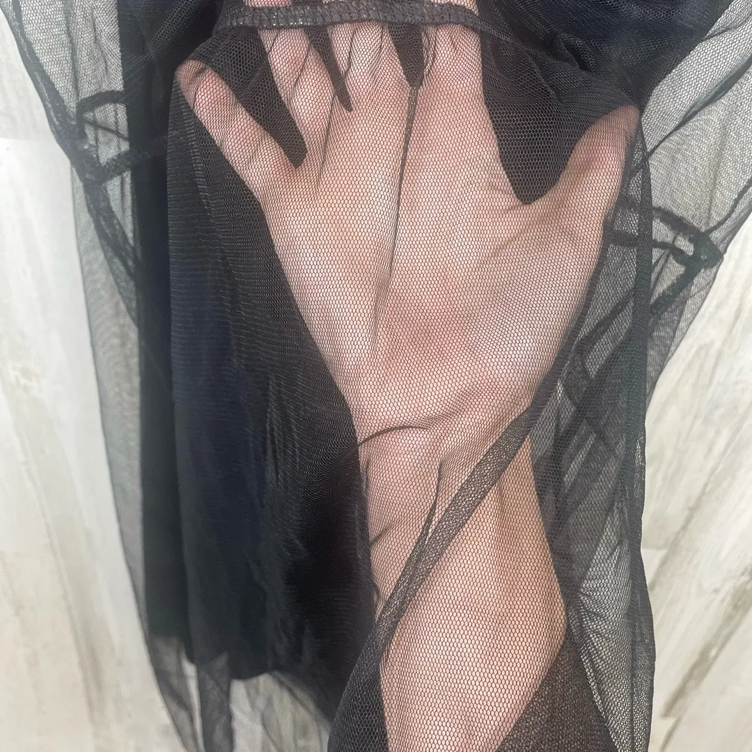 Potter's Pot Mini Dress Black Sheer Floral Embroidered size S‎ Whimsygoth - Image 7