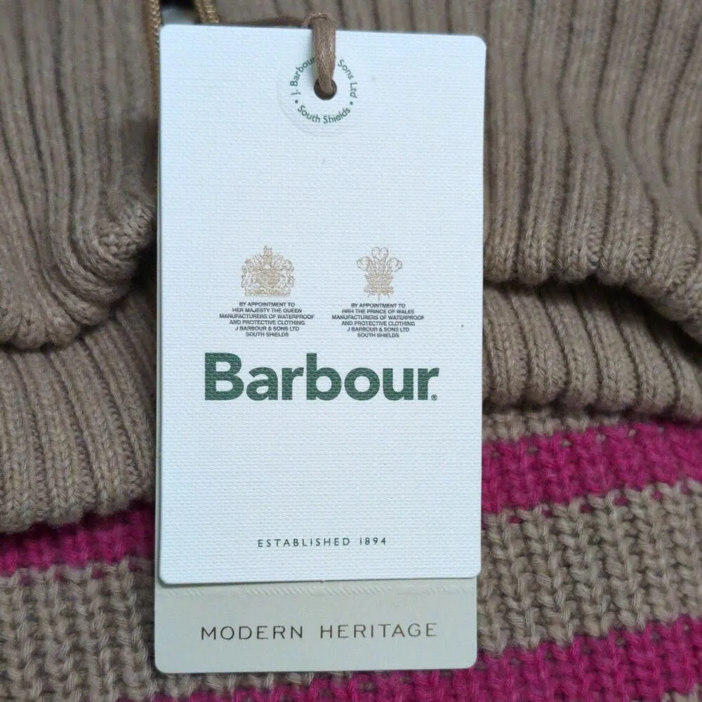 Barbour Jemima Knit Sweater- Trench Funnel Neck Half Zip Breton Stripe 10 New - Image 9