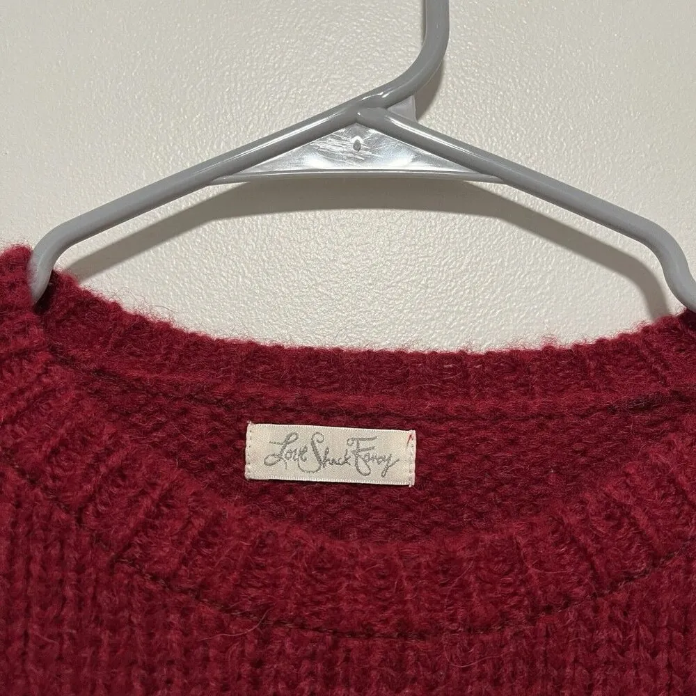 LoveShackFancy‎ Atlas Fringe Crop Red Baby Alpaca Wool Blend Sweater Size Small - Image 5