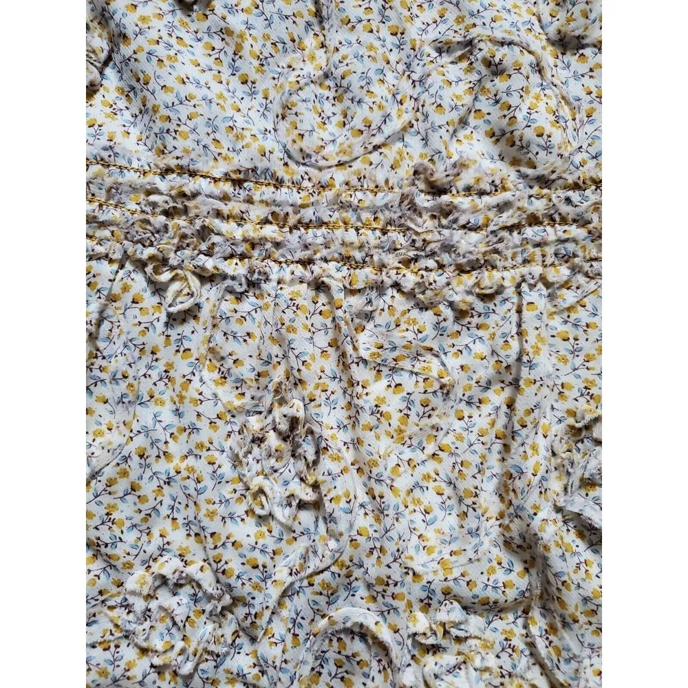 Studio M Skirt Women 4 White Yellow Floral 3D Ruffle Texture Above Knee Summer - Image 4