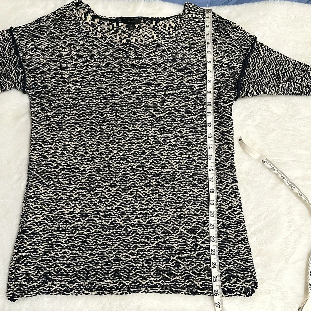 J. Crew wide neck size small navy blue nautical oversized thick knit sweater - Image 8