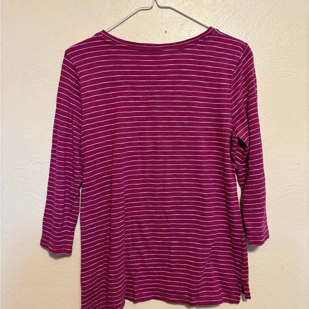 Talbots Petites Purple Striped Rainy Day Top | Size MP | Cotton Modal - Image 7