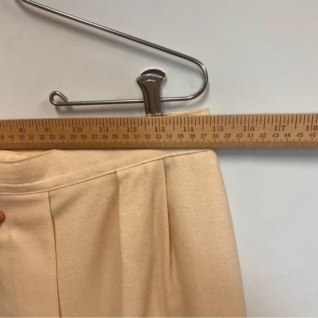 Vintage Paul Stanley cream midi front slit wool skirt with pockets size 14 - Image 10