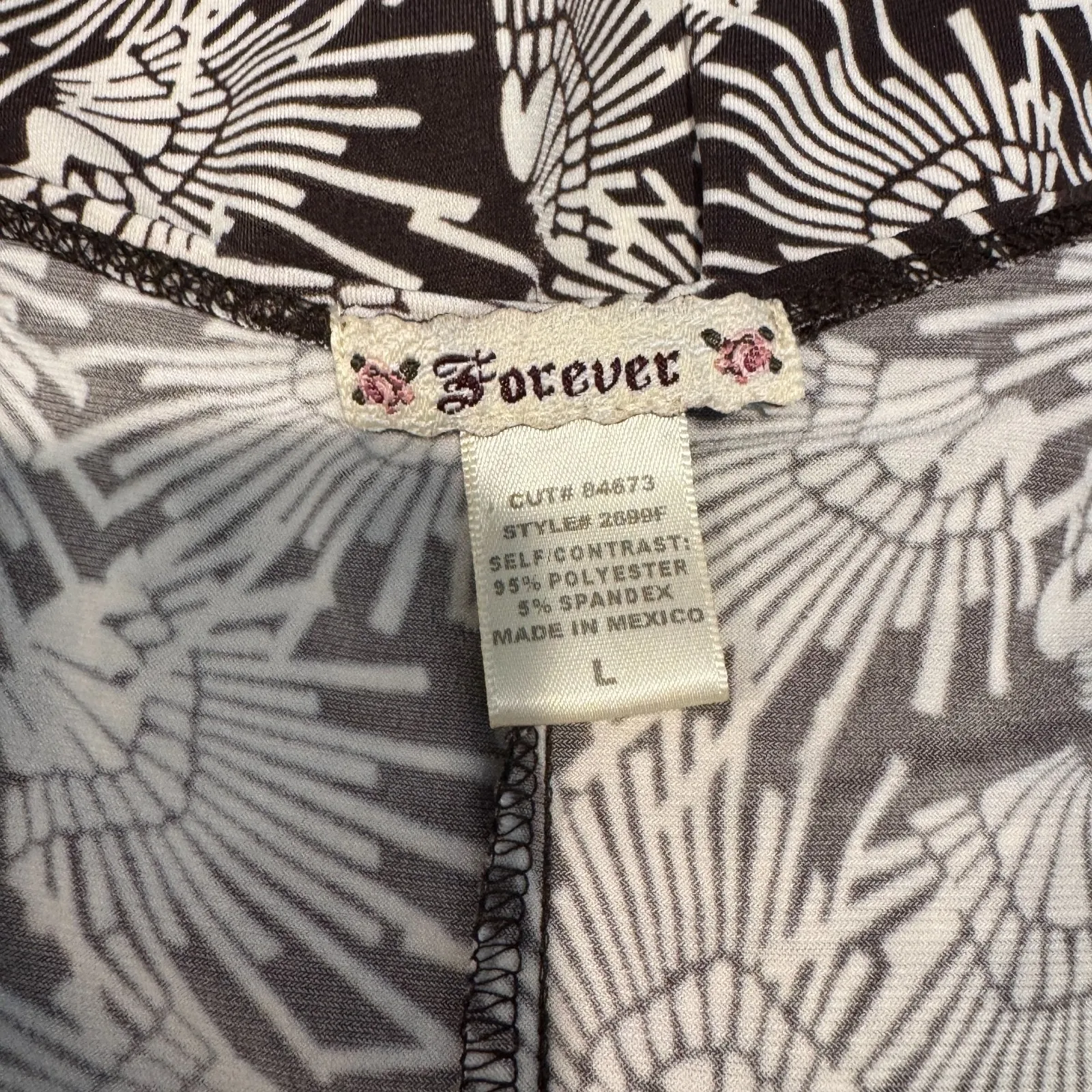 Vintage Y2K Forever 21 Babydoll Dress Womens Large Brown White Geometric Fairy - Image 9