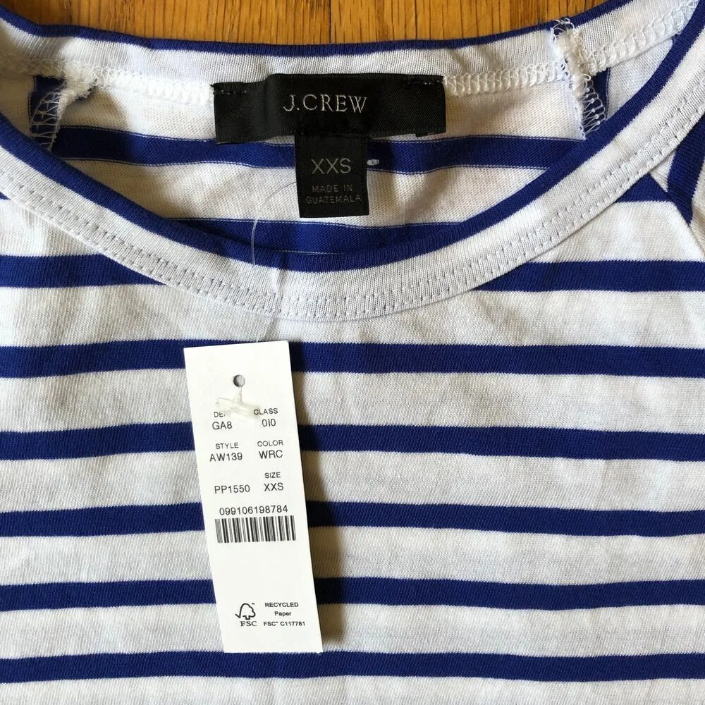J. Crew NWT Blue White Striped Puff Sleeve Knit Top Size XXS - Image 8