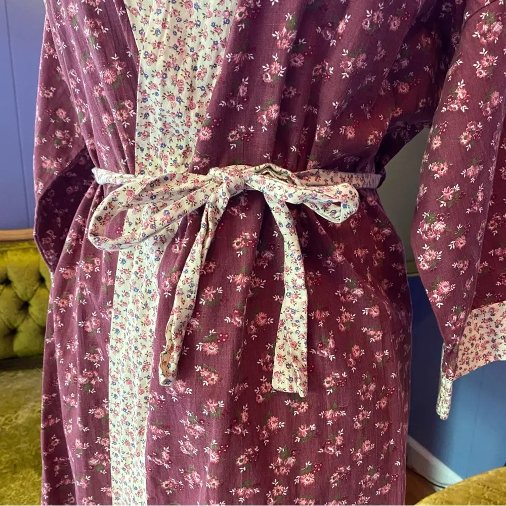 Vintage 70s Orpheus Floral Robe Purple - Image 6