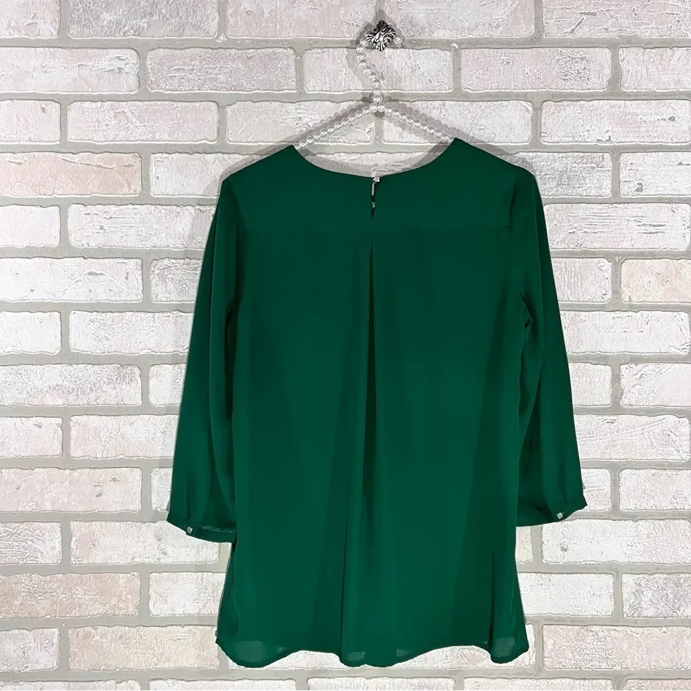 Anthropologie HD in Paris Dara Tee Laser Cut Blouse in Green Size 0 - Image 6