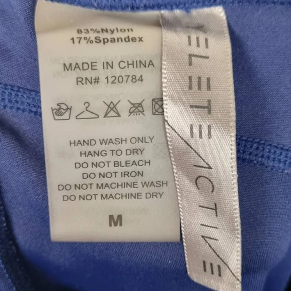 Yelete Blue High Waist Mesh Leggings with Moto Pockets Size Medium - Image 5