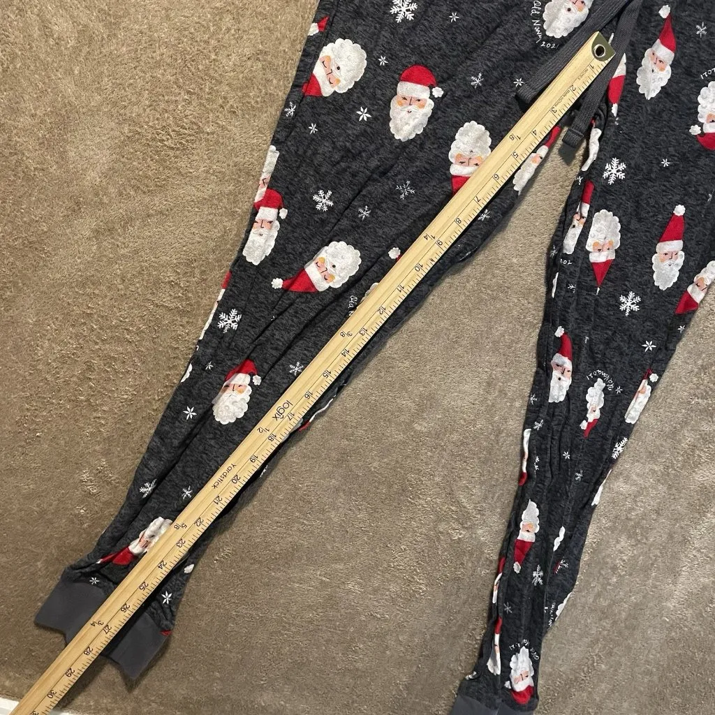 Old Navy Pajama Pants Adult Large Christmas Match The Fam Santa Gray Joggers - Image 6