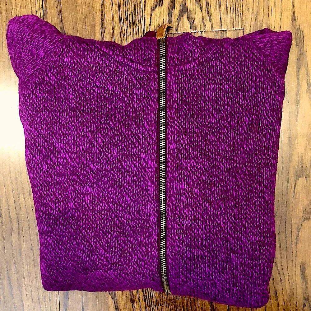 COLUMBIA Womens Raspberry Knit Full Zip Fleece Lined Zip Pockets Hoodie Large - Image 15