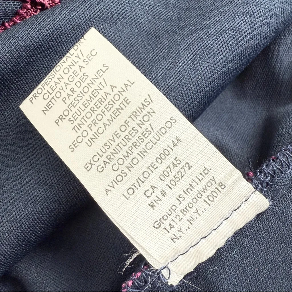 JS Collections Soutache Cocktail Dress Navy Blue Burgundy Sz 4 NWT - Image 14