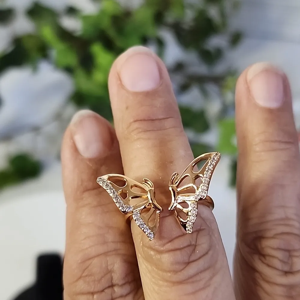 Gold Filled Butterfly Open Adjustable Ring - Image 6