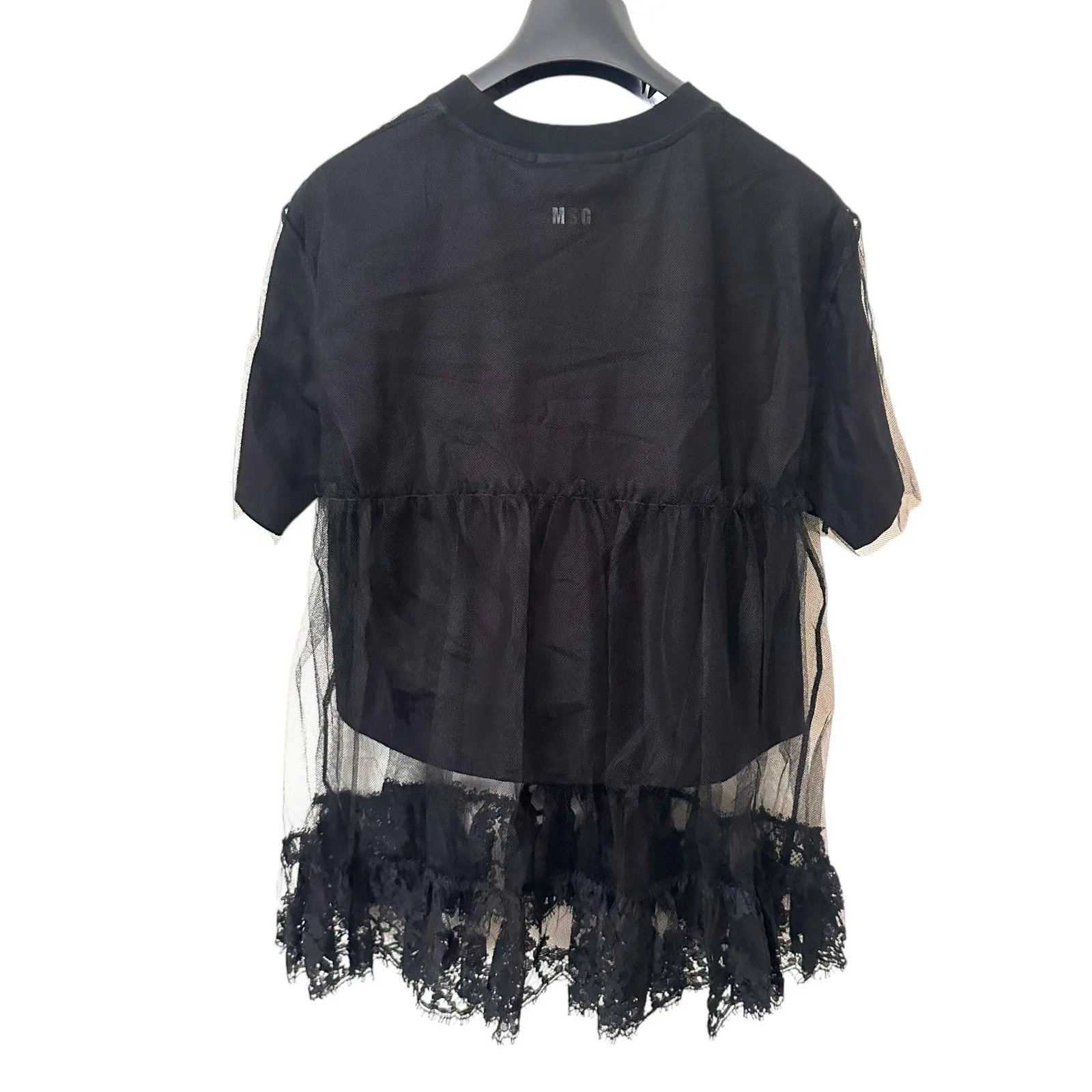 MSGM Tulle Short Sleeve‎ Tee Black NWT Large - Image 4