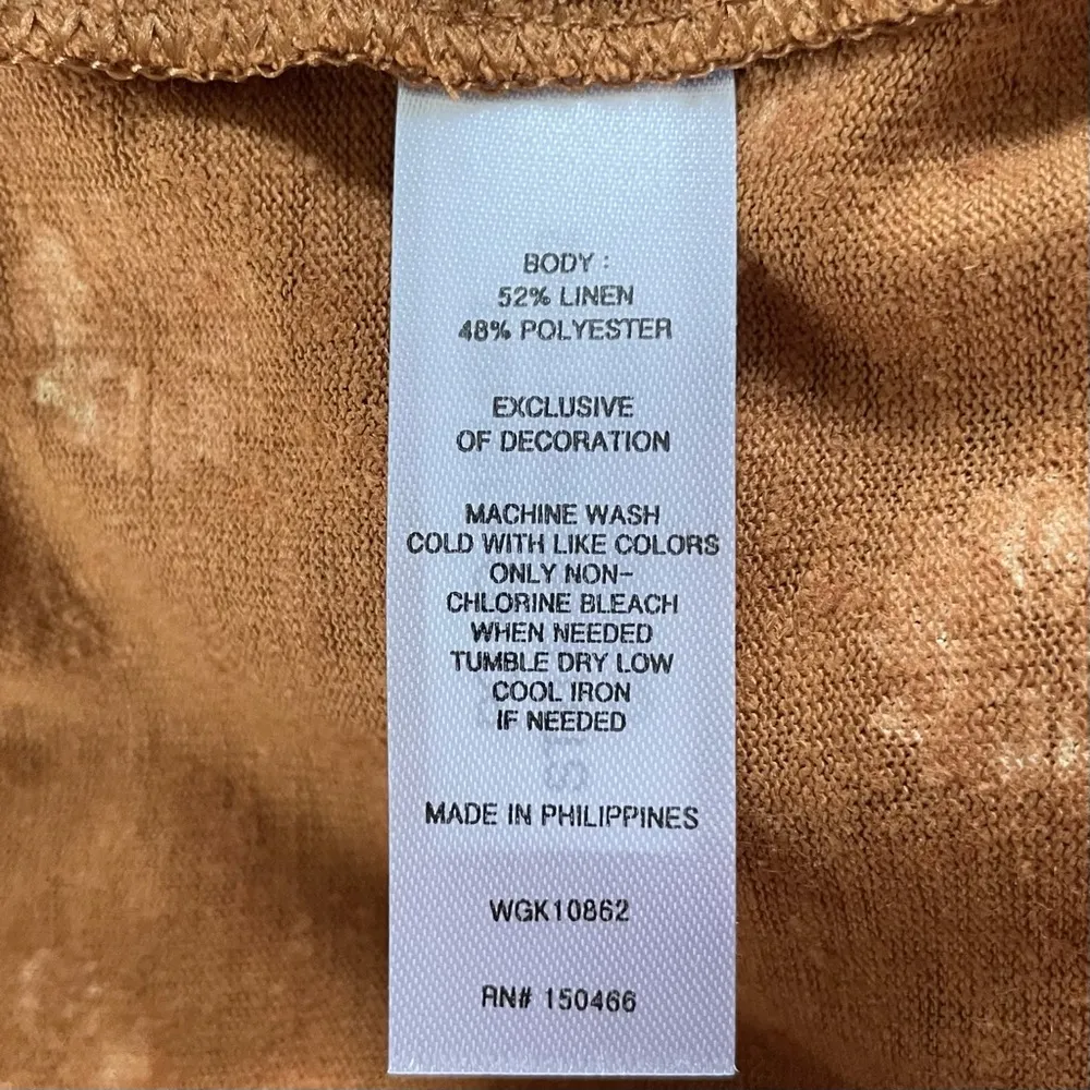 New  Floral Print Linen Blend Lace Trim Tank Top Brown Size Large - Image 11