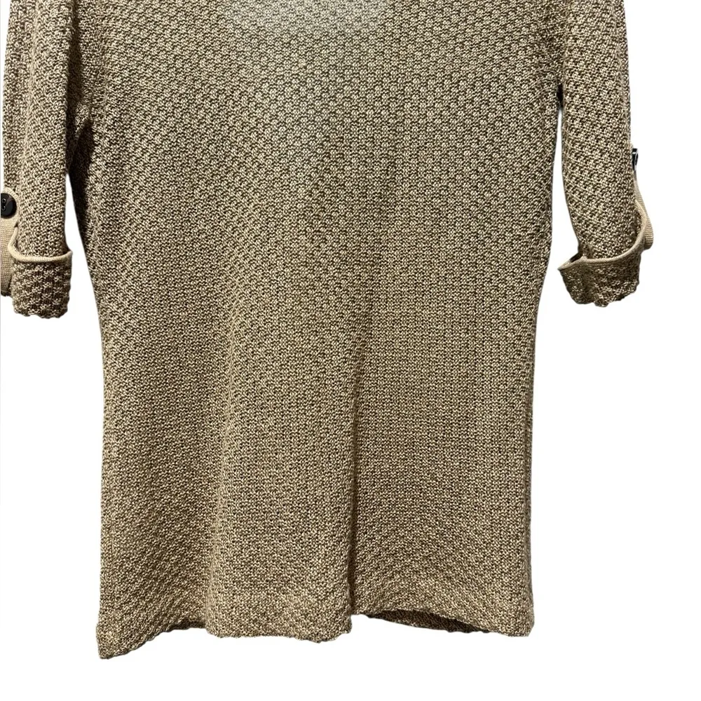 Classiques Entier Tan Open Knit Linen Blend Cardigan Sweater Size S - Image 7