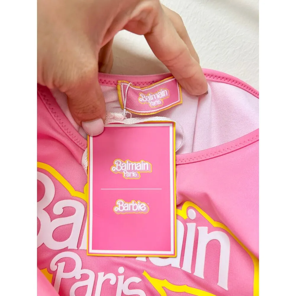 NWT Balmain x Barbie Logo Scoop Neck Open Back One - Image 4