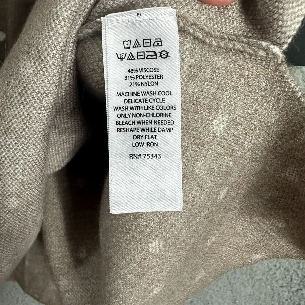 Cynthia Rowley sweater womens plus 1X brown polka‎ dot soft boxy 3/4 sleeve - Image 6