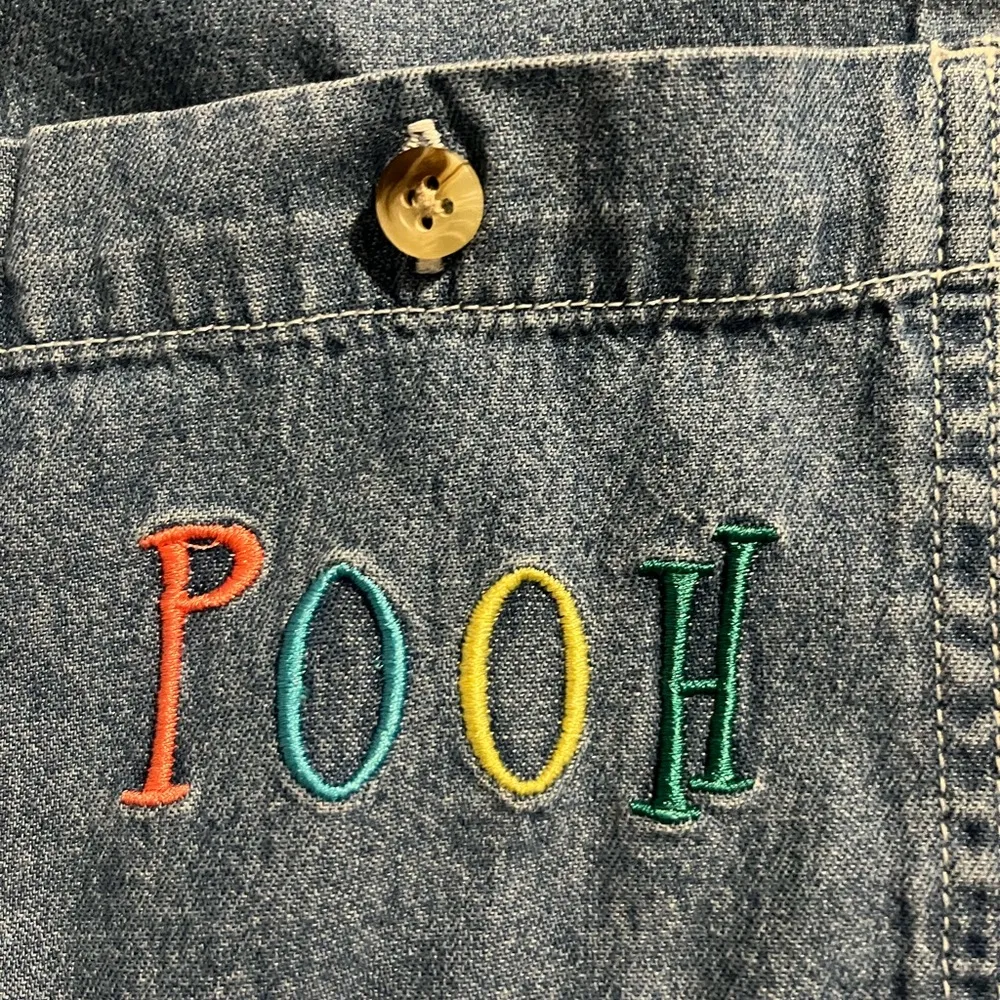 Vintage Disney Winnie The Pooh Denim Sleeveless Shirt Women’s L - Image 6