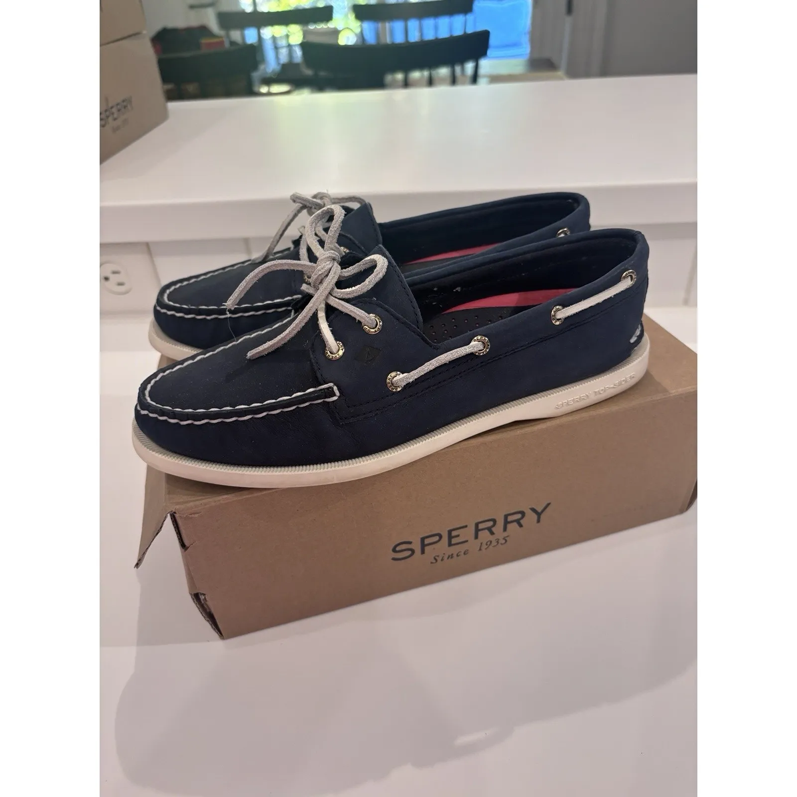 Sperry Shoes Women Blue Leather 2 Eye Boat Loafers STS81162 Sz 8.5 M Excellent - Image 6