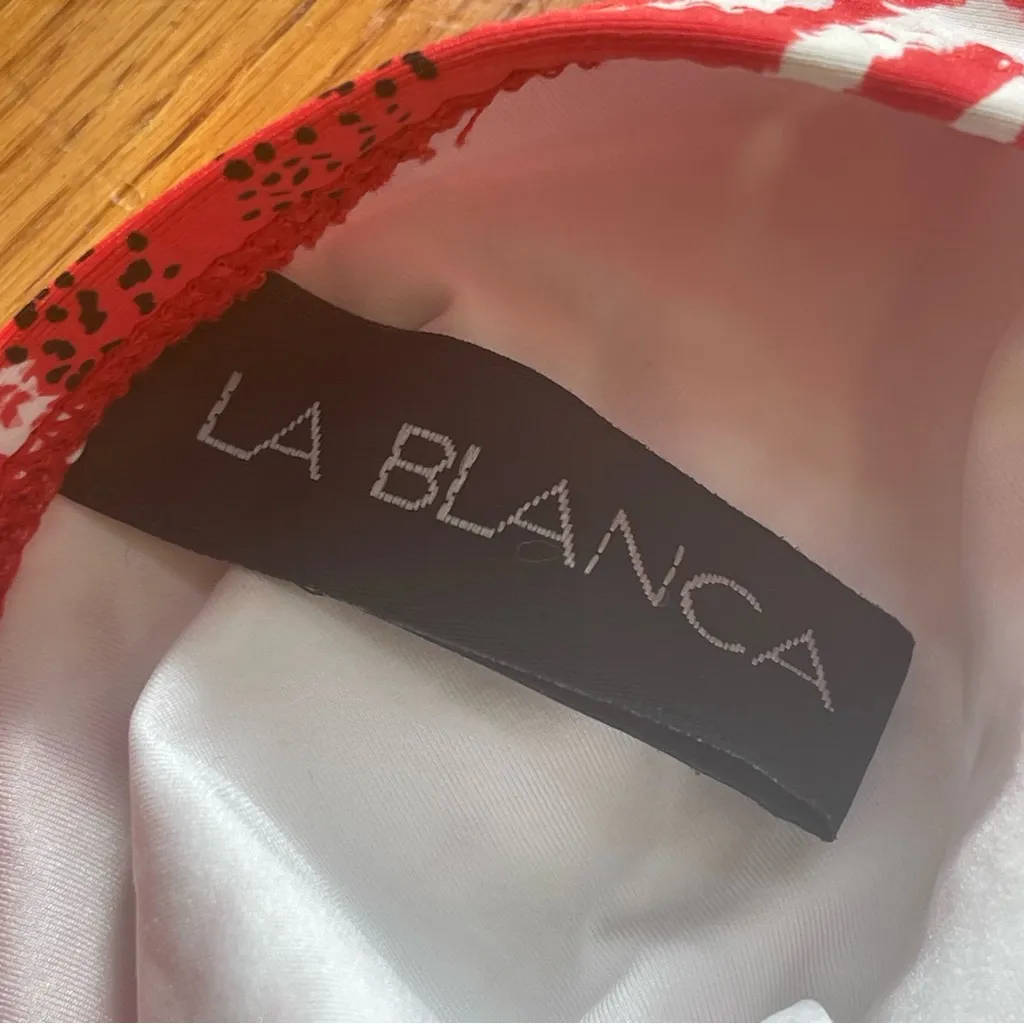 La Blanca Go Bold Hi Waisted Bottom Flame White Red Bikini Bottom Sz 10 - Image 8