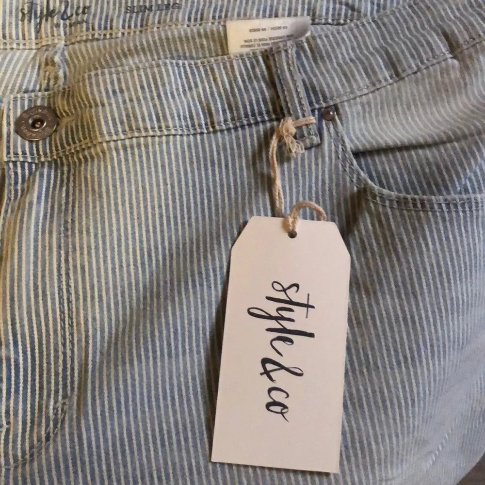 Slim Leg Striped Jeans Size 24W - Image 11