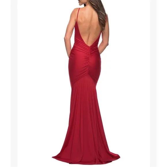 La Femme 30366 Elegant Ruched Jersey Gown Low Back 10 - Image 2