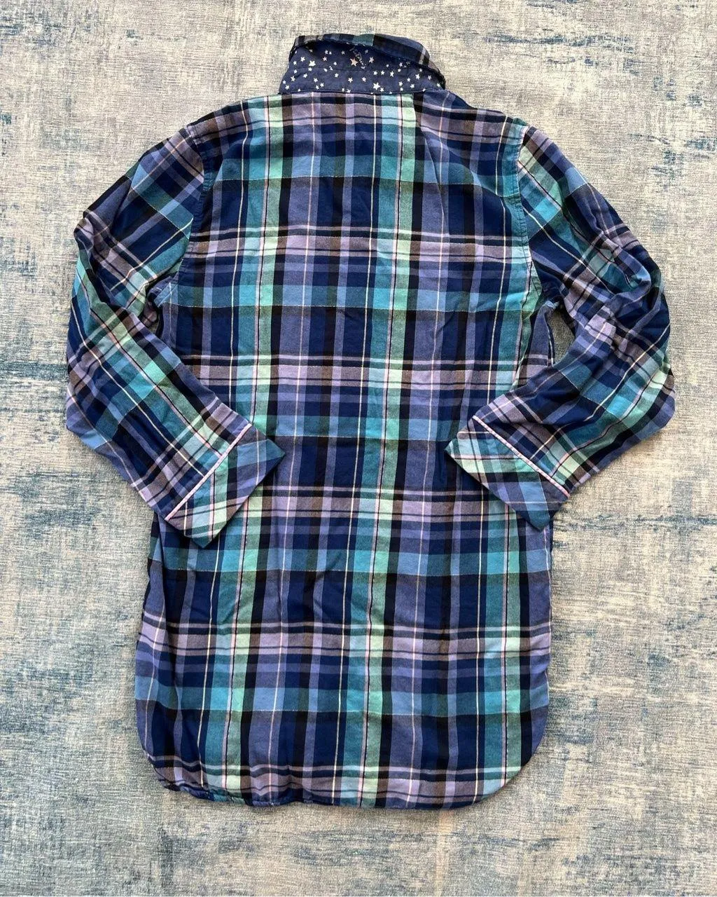Victoria's Secret  Blue Pink Metallic Plaid Oversized Sleep Shirt Nightgown XS - Image 2