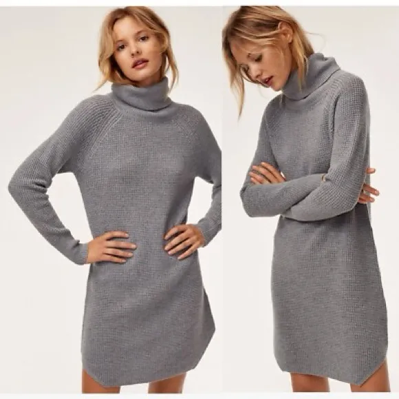 Aritzia Wilfred Free Bianca 100% Merino Wool Turtleneck sweater dress Dark Grey - Image 2