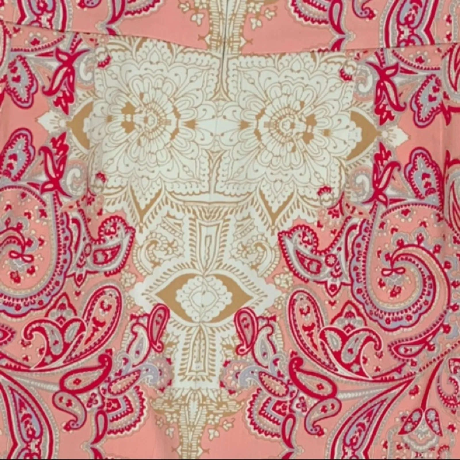 Antonio Melani Women's Pink Cream Paisley Lined Classic Pencil Skirt Size 2 - Image 7