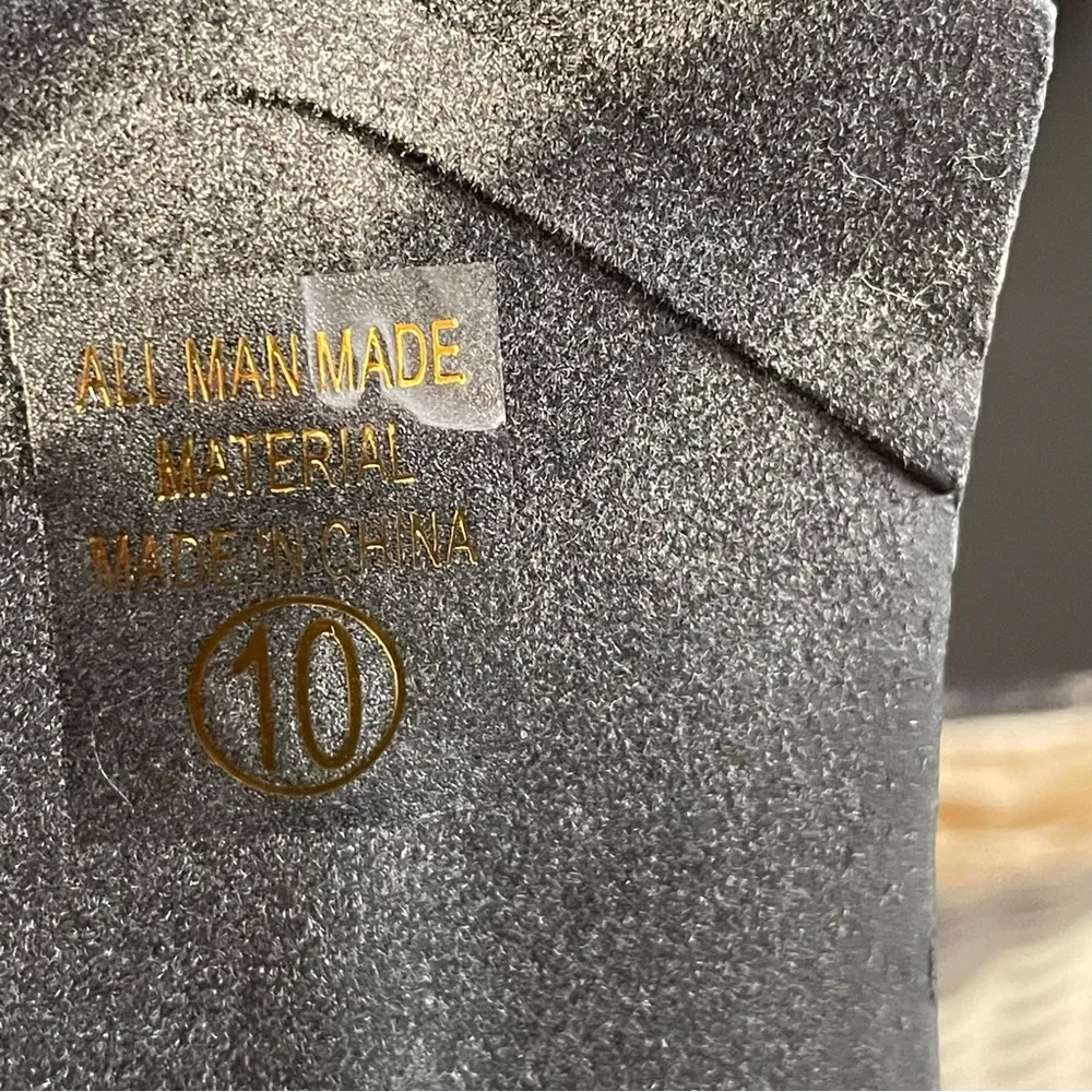 Faux Leather Boots Womens size 10 Lug Sole Double Gore Ankle Chunky Heel Black - Image 9