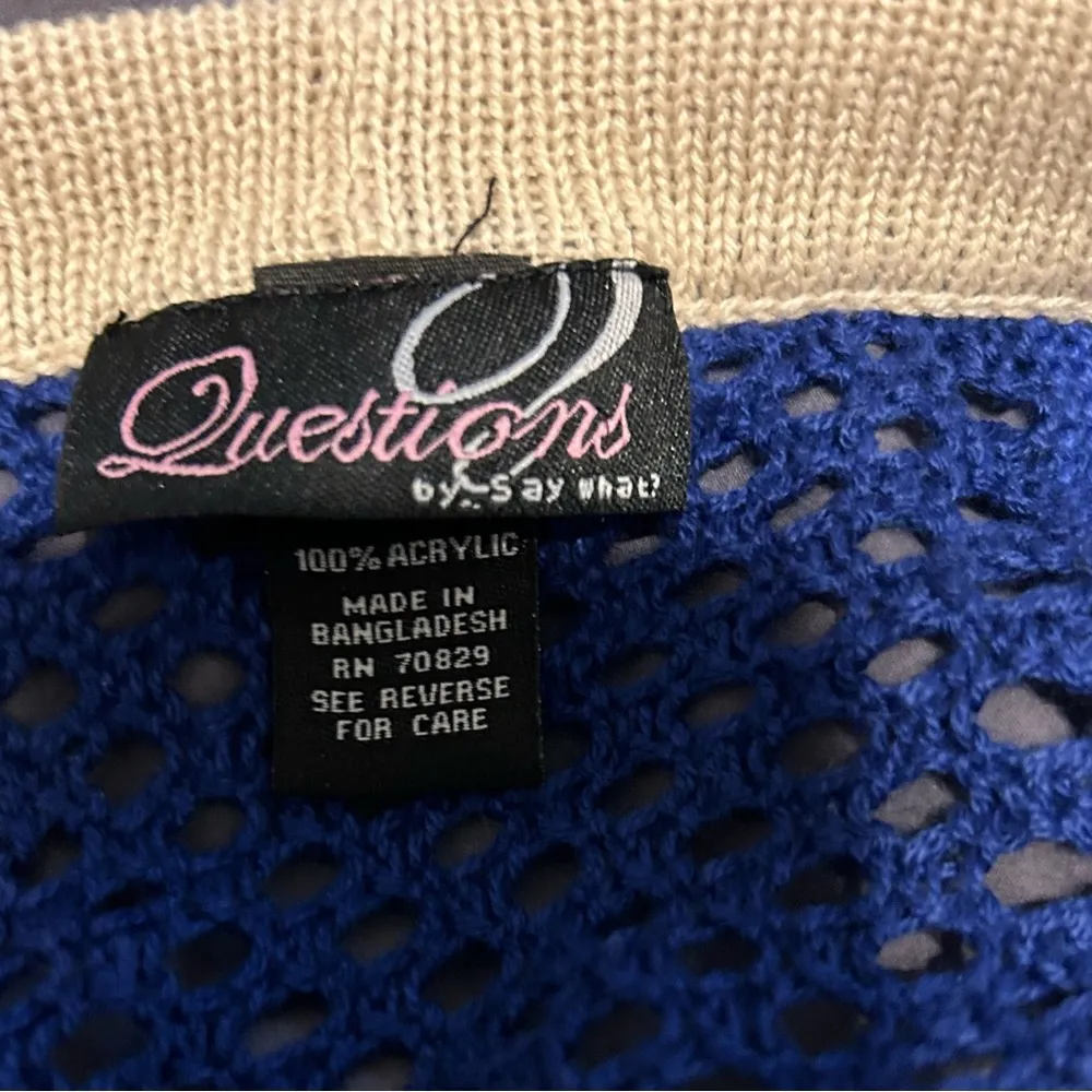 Questions by say what blue beige fringe cardigan vest size small - Image 3