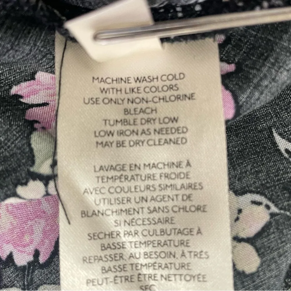 Free People Top Lorretta Black Pink Purple Floral Print Tunic Blouse Size Medium - Image 14