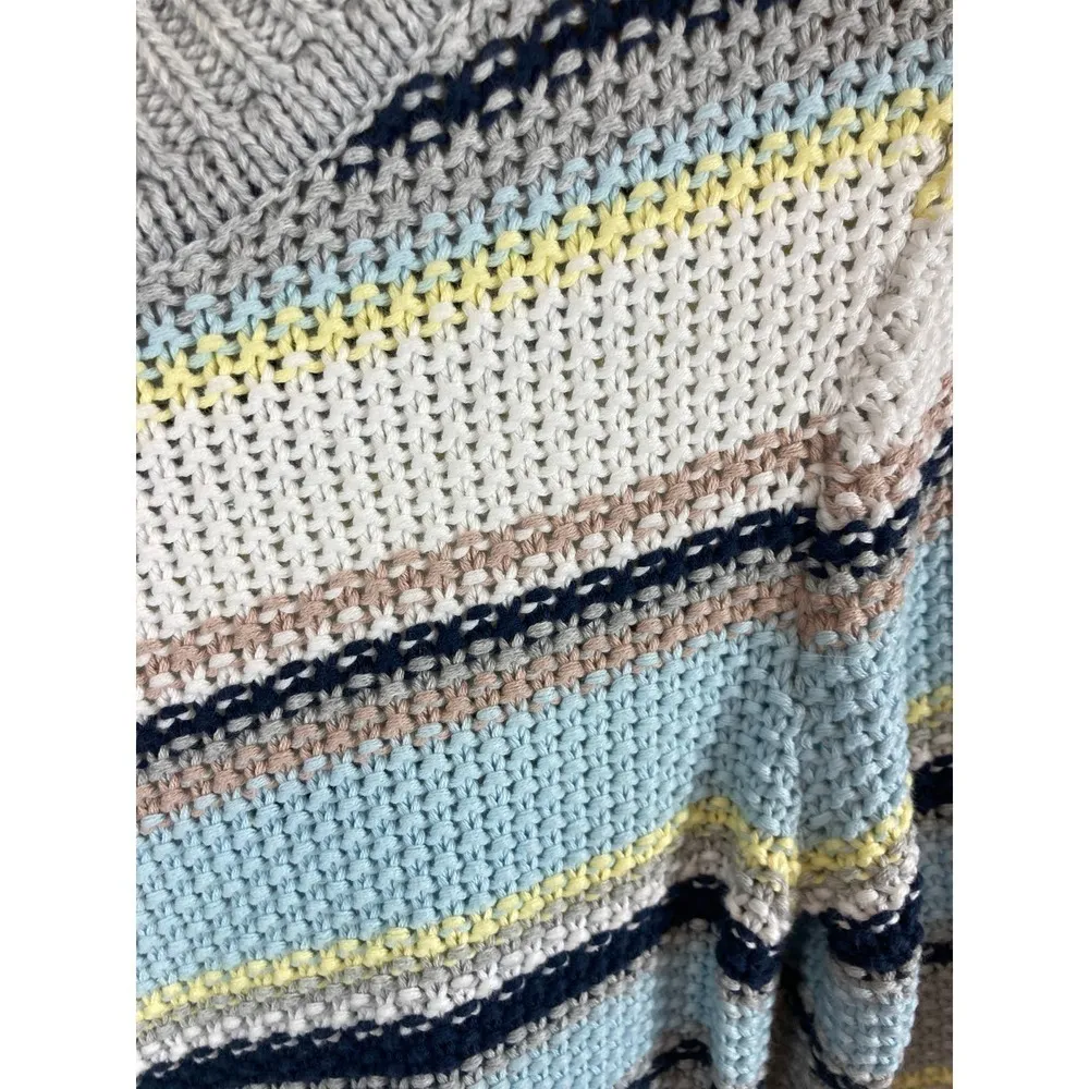 Caslon  Stitch Stripe Chevron Sweater Blue Grey Size small - Image 4